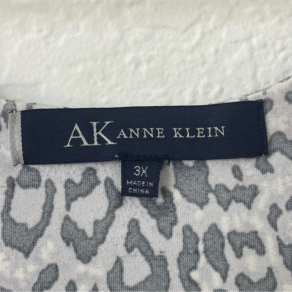 Anne Klein Animal Print Dress 3X Office Career A-Line Knee Length Stretch Ruffle - Picture 3 of 15